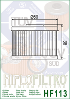 A HF113 Premium Hiflo Filtro oil filter for sale. This filter fits most Honda ATV's. Our online catalog has more new and used parts that will fit your unit!
