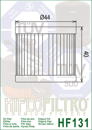 A HF131 Premium Hiflo Filtro oil filter for sale. This filter fits a variety of Suzuki Dirt Bikes. Our online catalog has more new and used parts that will fit your unit!