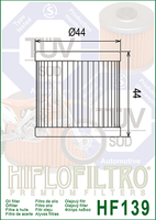 A HF139 Premium Hiflo Filtro oil filter for sale. This filter fits a variety of Suzuki and Kawasaki dirtbikes, and Arctic Cat ATV's. Our online catalog has more new and used parts that will fit your unit!