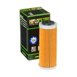 A HF652 Premium Hiflo Filtro oil filter for sale. This filter fits a variety of KTM dirtbikes. Our online catalog has more new and used parts that will fit your unit!