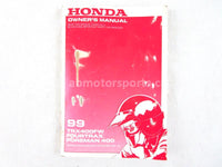 A used Owners Manual from a 1999 TRX 400 FW Honda OEM Part # 31HM7640 for sale. Honda ATV parts online? Oh, Yes! Find parts that fit your unit here!