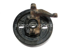 Used Yamaha ATV KODIAK 400 OEM part # 3HN-23502-01-00 right steering knuckle and backing plate for sale