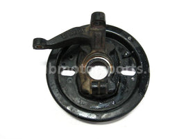 Used Yamaha ATV KODIAK 400 OEM part # 3HN-23501-01-00 left hand steering knuckle and backing plate for sale